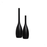 Dupla Vaso Garrafa Cerâmica Tulipa Decoração Preto Fosco