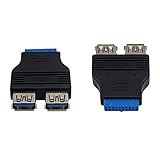 Duttek Pacote Com 2 Conectores Duplos USB 3 0 Fêmea Para Placa Mãe USB 3 0 Fêmea 20 Pinos Conector Conector Extensão Divisor Para Placa Mãe PC Conector USB3 0 20 Pinos 