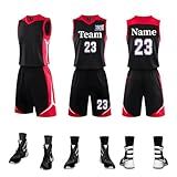 DVGEY Camisetas De Basquete Personalizadas Qualquer Nome Número Logotipo Do Time Camisetas De Basquete Para Homens Mulheres Crianças Adulto Conjunto De Uniforme De Basquete Preto Custom Basketball