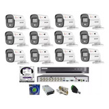 Dvr Hikvision 16 Canais Acusense 12 Cameras Colorvu Hd 2t