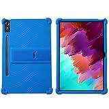 DWaybox Capa De Tablet Para Lenovo Tab P12 Lenovo Xiaoxin Pad Pro 12 7 TB370FU Adequada Para Crianças 4 Cantos Engrossar à Prova De Choque Capa De Silicone Macio Com Suporte Multi ângulo Azul Celeste