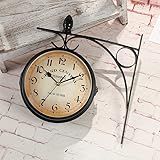 Dyna Living Relógio De Parede Retrô Relógios De Jardim De Dupla Face Vintage Estação Central Relógio Para Ambientes Internos Externos Suspensos Com Chip Mudo Para Sala De Estar Quarto Estudo Decoração De Parede Diâmetro 7 