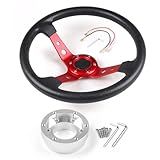 Dyno Racing Volante De Corrida De Carro De Couro Pu De 14 Polegadas E 350 Mm Vermelho Com Placa Adaptadora Prata 70 Mm Pcd Para Logitech G29 G920 G923 Para Jogo De Corrida Vermelho Prata 
