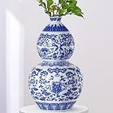 Dyware Vaso De Cerâmica Azul E Branco De 25 Cm Com Padrão De Lótus Vaso De Flores De Porcelana Chinoiserie Para Centros De Mesa Vaso Floral Decorativo Para Flores E Decoração De Casa Forma De Cuia