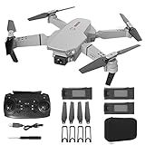 E88 Pro Drone 4K Com Câmera De Alta Definição Wifi Fpv Dobrável Drone 2 4G 6 Eixos Rc Quadcopter Altitude Hold Cinza Câmera Dupla 3 Baterias 