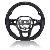 EASSAFEX Volante De Fibra De Carbono Para Honda Civic Gen 11ª Geração 2022-2024- Empunhadura Em Couro Nappa Perfurado Com Fundo Plano E Formato D- Com Acabamento De Reposição