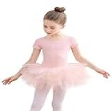 EASTBUDDY Vestido De Balé Para Meninas Collant De Dança Infantil Com Saia Tutu Roupa De Bailarina De Manga Curta Longa Rosa 2 3 Anos