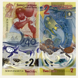 Eastern Caribbean B245a Cédula 2 Dollares 2023 Polímero