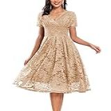 Easyoyo Vestido Feminino De Renda Floral Para Convidada De Casamento Formatura Festa Rodado Vestido De Coquetel