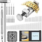 EasyTime Kit De Remoção De Elos De Relógio Ferramenta De Redimensionamento De Pulseira De Reposição De Pino De Remoção De Pulseira De Reparo De Relógio Profissional Com Barras De Mola De 108 Peças