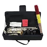 Eb Saxofone Alto Latão Laqueado Dourado Saxofone E Plano Com Estojo Acessórios Para Bocal Saxofone Para Estudantes