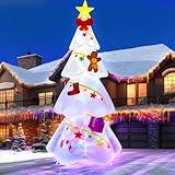 EBANKU 9 FT Natal Inflável Árvore De Natal Decorações Ao Ar Livre Blow Up Yard Decoração Árvore De Natal Com Estrela Gingerbread Man Construir Em LEDs Luz Giratória Colorida Para Férias Interior