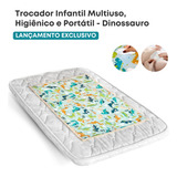 Ebenezer Shop Trocador Dupla Face Infantil Protetor Higiênico Impermeável Portátil Dupla Face Dinossauro