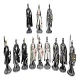 Ebros Gift Conjunto De 12 Estatuetas De Cavaleiros Medievais Da Cruz Com Espadas Alabardas E Escudos Estatuetas De Armadura Miniatura De Cavaleiro Europeu