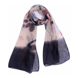 Echarpe Floral Bege E Preto 5089