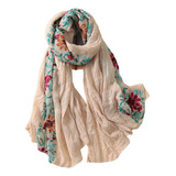 Echarpe Lenço Bordado Flor Feminino Luxo Cachecol