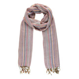 Echarpe Lenço Xale Listras Coloridas Franja Feminino Moda Cor Rosa