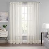 ECLIPSE Emina Painel De Cortina Transparente Para Varão De 132 X 238 Cm Em Marfim