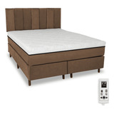 Eco New Colchões Magnético King 1 93m X 2 03m Massageador Cromoterapia Energia Bio Quantica Infravermelho Cama Box Mais Cabeceira Cor Marrom