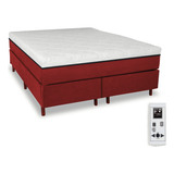 Eco New Colchões Magnético King 1 93m X 2 03m Massageador Energia Bio Quantica Infravermelho Antigermes Com Cama Box Cor Bordô