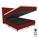 Eco New Colchões Master Colchão Magnético Embalado A Vácuo King Massageador Com 1000 Tipos De Massagens E Cromo Mais Cama Box Baú Mais Cabeceira Painel Fixada Na Parede Cor Bordo