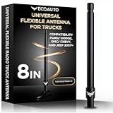 EcoAuto Antena De Rádio Para Caminhões 20 Cm Flexível Dodge Ram 1500 Acessórios Acessórios Ford F150 Antena De Carro Para Veículos GMC E Chevy Trucks Jeep Wrangler Gladiador Antirroubo Preto Fosco