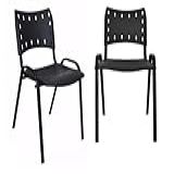 Ecom Home Kit Conjunto 2 Cadeiras ISO Empilháveis Preta Base Preta
