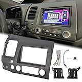 ECOTRIC Kit De Painel De Painel De Rádio Automotivo Duplo 2 Din Com Painel De Moldura Compatível Com Honda Civic 2006 2011