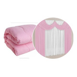 Edredom Solteiro Percal 100 Algodão Cortina 2 00 X 1 70 De Malha Gel Rosa