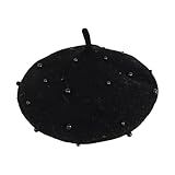 Eforcase Boina Infantil Para Meninas Boinas De Lã Francesa Chapéu De Pérola Quente Gorro De Lã Boina Francesa Para Meninas Preto M