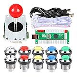 EG STARTS Arcade DIY Kit USB Encoder To PC Joystick 8 Ways 5 Pin Stick Chrome Plated LED Illuminated Push Button 1 Player Coin Buttons For Arcade Mame Raspberry Pi 2 3 3B Games