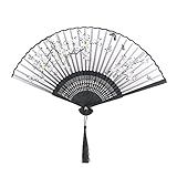 EGGPOD Leque De Mão Dobrável Elegante Flor De Pêssego Com Borboleta Leque Dobrável Estilo Japonês Antigo Sakura Leque De Mão Vintage Ventilador Floral Para Decoração De Verão Ventilador Dobrável Cor 2 