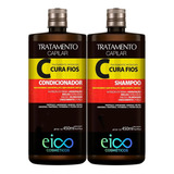Eico Tratamento Cura Fios Shampoo Hidratação E Condicionador Leave in 450ml Fortalecimento Crescimento Capilar
