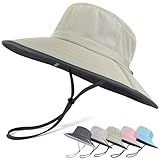 EINSKEY Chapéu De Sol Feminino Rabo De Cavalo Aba Larga Embalável Chapéu Balde De Cabeça Grande Para Pesca Caminhadas Jardinagem Safári Praia Piscina Bege