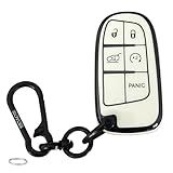 EJOAOJE Capa Protetora De Chave Inteligente Para Jeep Key Fob Com Chaveiro Serve Para Grand Cherokee Renegade Chrysler 200 300 Dodge RAM Durango Challenger Journey Dart Fiat Remote Key Acessórios Para