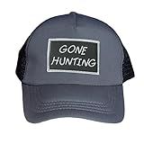 EJOY OUTDOORS Gone Hunting Gone Fishing Patches Com Boné Cinza Bonés De Caminhoneiro Para Homens E Mulheres Boné Ajustável Fácil Para Amantes Ao Ar Livre Com Gancho E Laço Cinza E Preto G