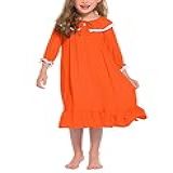 Ekouaer Camisolas Para Meninas Manga Curta Roupa De Dormir Confortável Princesa Para Crianças Vestido De Pijama Floral 3 13 Anos Laranja 6 7 Anos