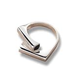 Elarith Anel Quadrado Escalonado Masculino E Feminino Anel Moderno Banhado A Prata 925 Joia De Presente Com Design De Nicho 0 7inch Latão Não Tem