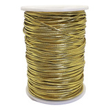Elastico Dourado Fio Cordão Roliço 2 Mm Rolo Com 100 Metros