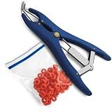 Elastrador De Animais Sem Sangue Para Castração- Anéis- Alicates De Enchimento De Lantejoulas De Balão De Aço Inoxidável Azul E Faixas Elásticas Grátis 100 Peças