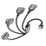 Elebase Cabo Divisor USB Em Y 1 Macho Para 4 Fêmeas Hub Expansor USB A MultiUSB Extensor De Porta USB Carregador De Dados Multiportas Extras Adaptador Dividido Para Mac Macbook Carro Xbox One