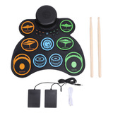 Electronic Drum Pad 9 Pads Practice Headphone Jack Roll Up