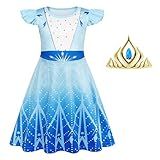 Eledobby Fantasia De Princesa Para Meninas Vestido De Festa De Aniversário Roupas De Cosplay De Halloween Com Coroa Azul 5 6 Anos