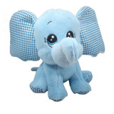 Elefante Pelúcia Azul 28 Cm Altura Antialérgico Lavável