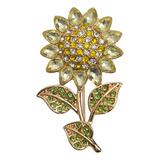 Elegante Broche De Strass De Girassol Alfinete De Lapela Pa