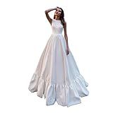 Elegante Vestido De Noiva Estilo Catedral Em Linha A De Cetim Simples Off Wh Ite Elegante Roupão Grande Personalizado  Color   White  US Size   8 