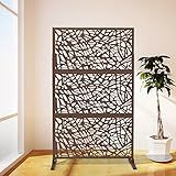 Elevens Painéis De Cerca De Metal Para Decoração Ao Ar Livre- Tela De Privacidade Decorativa Com Suporte- Divisor Externo Para Jardim- Pátio- Quintal- 193 Cm A - 89 Cm L -rede Marrom-