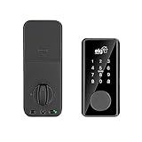 ELG SHFD701 Fechadura Digital Inteligente De Embutir WI FI Abertura E Fechamento Por Senha Cartão De Proximidade Aplicativo Ou Chave De Emergência Preto