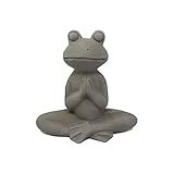 Elly Décor Estátua De Sapo Meditando Zen De Cerâmica De 22 Cm Estatueta De Escultura De Sapo De Ioga Decoração De Gramado E Jardim Acabamento De Pedra De Cimento