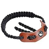 Elm Ray Faixa De Pulso Para Arco E Flecha 550 Paracord 100 Couro De Flor Integral Durável Com Ilhós De Metal Forte Confortável E Leve Ajuste Estabilizador De Arco Composto E Recurvo Preto 